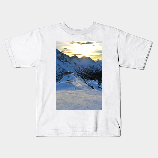 Sunset Lech am Arlberg Austrian Alps Austria Kids T-Shirt by Andy Evans Photos